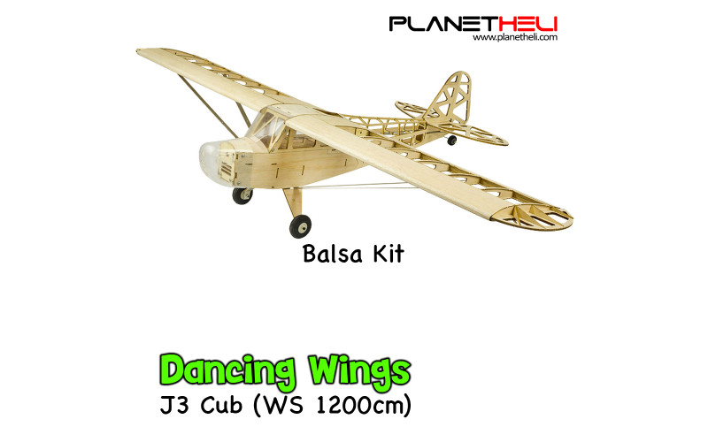 Dancing Wings - J3 Piper Cub Premium Balsa Wood Remote Control Airplane Kit wingspan 1,2M 